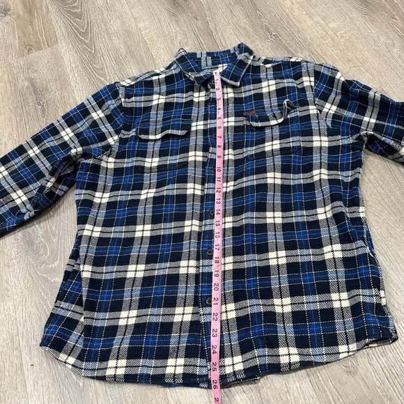 Orvis Jacket Mens XXL Blue Black Plaid Flannel Button Down Heavy Shirt Jacket - Picture 4 of 13